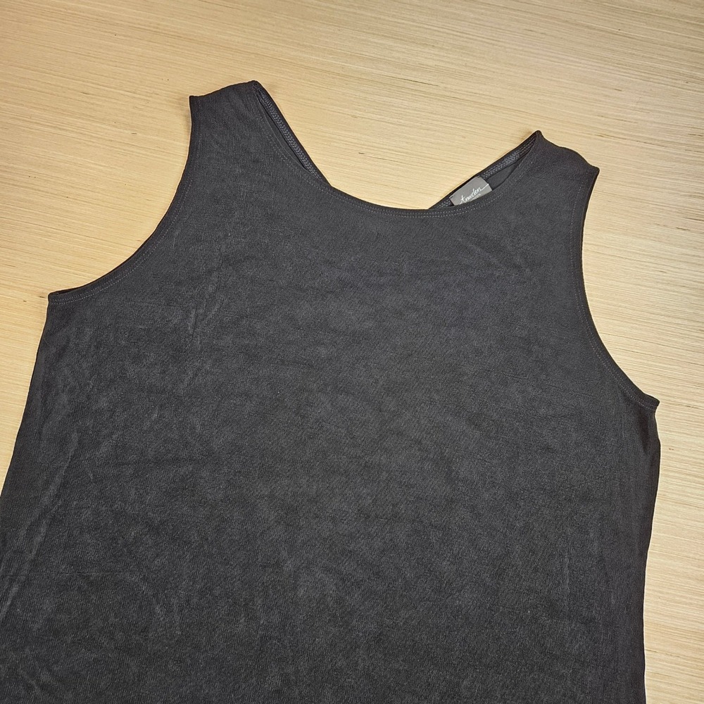 Chicos Travelers Tank Top Women 2 Black Acetate Spandex Ribbed Stretch Basic